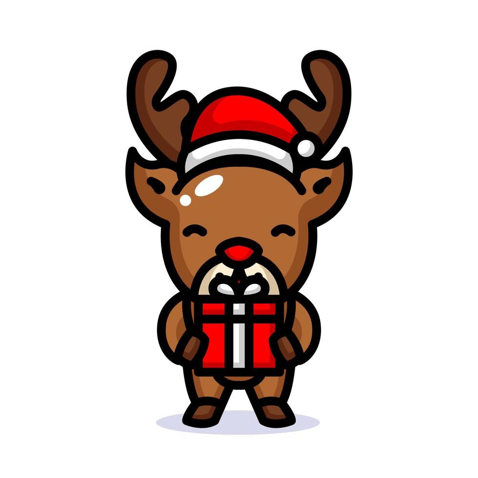 linda mascota de renos navideños vector