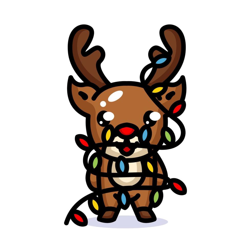 Cute Christmas Reindeer mascot vector