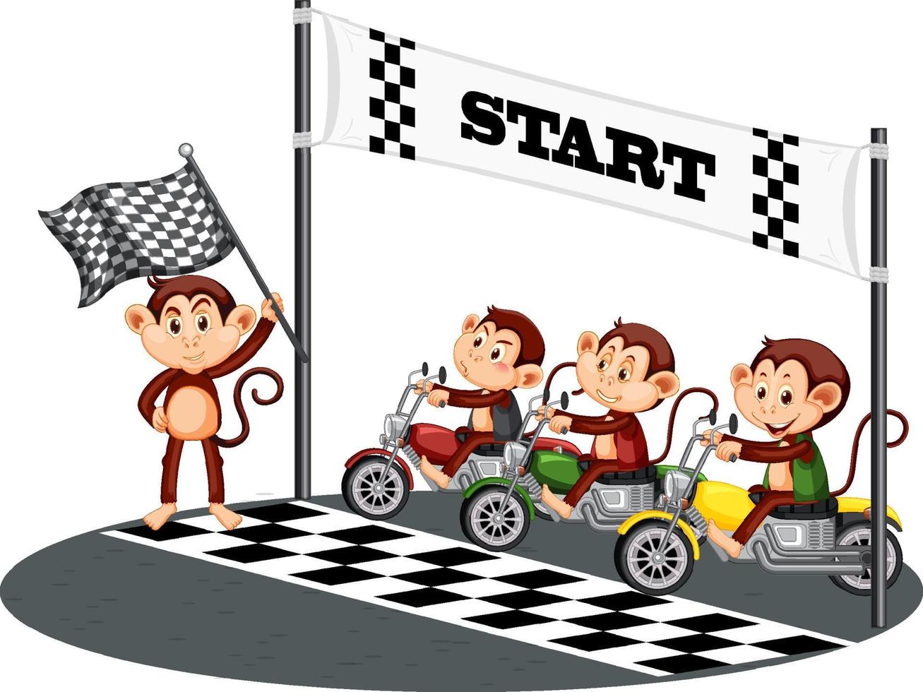Motorcycle racing with monkey racing drivers vector