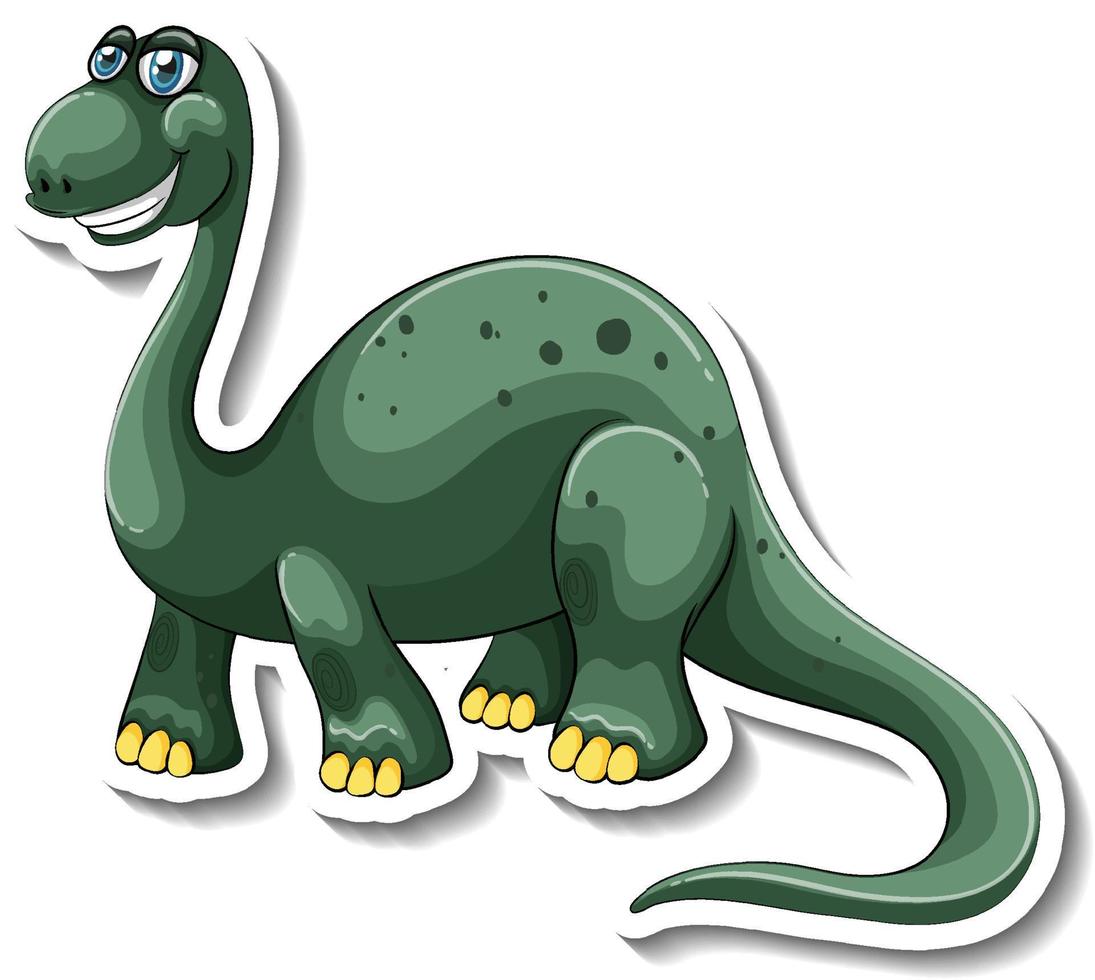 Brachiosaurus dinosaur cartoon character sticker vector