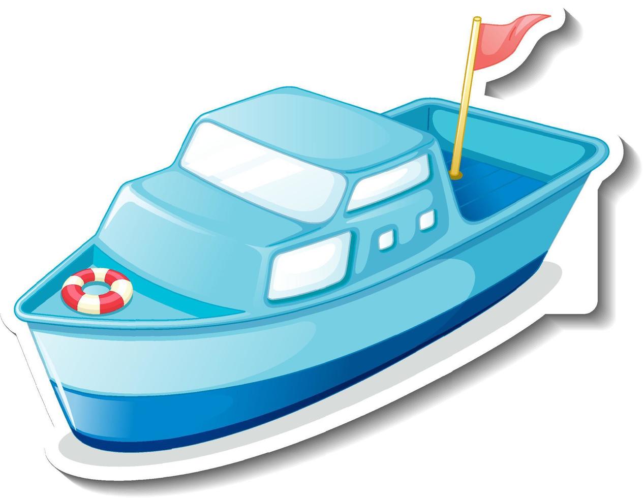 Boat toy cartoon sticker on white background vector