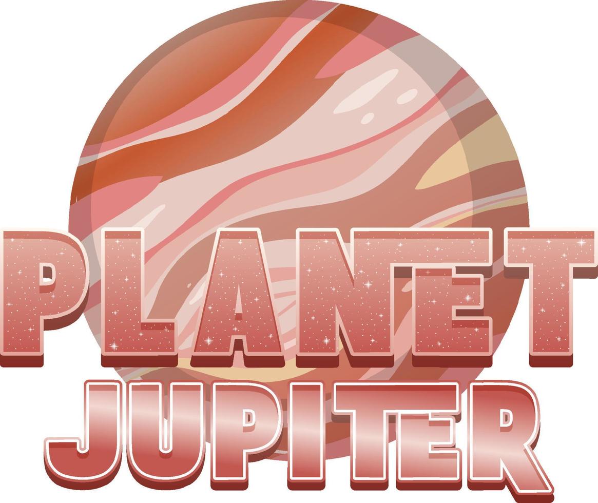 diseño de logotipo de palabra planeta júpiter con planeta júpiter vector