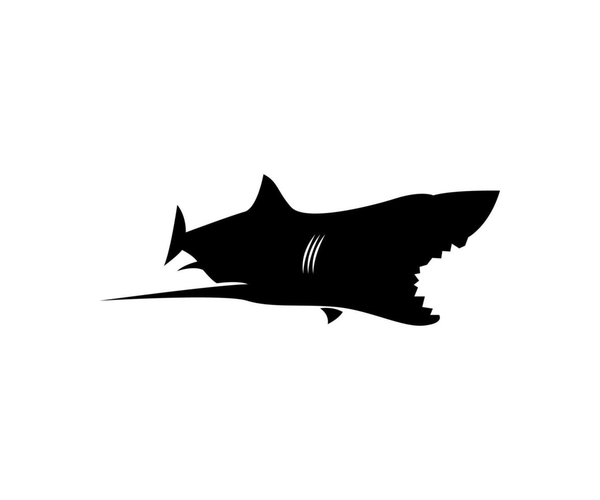 silhouette of a shark, silhouette of fish, predator in ocean vector