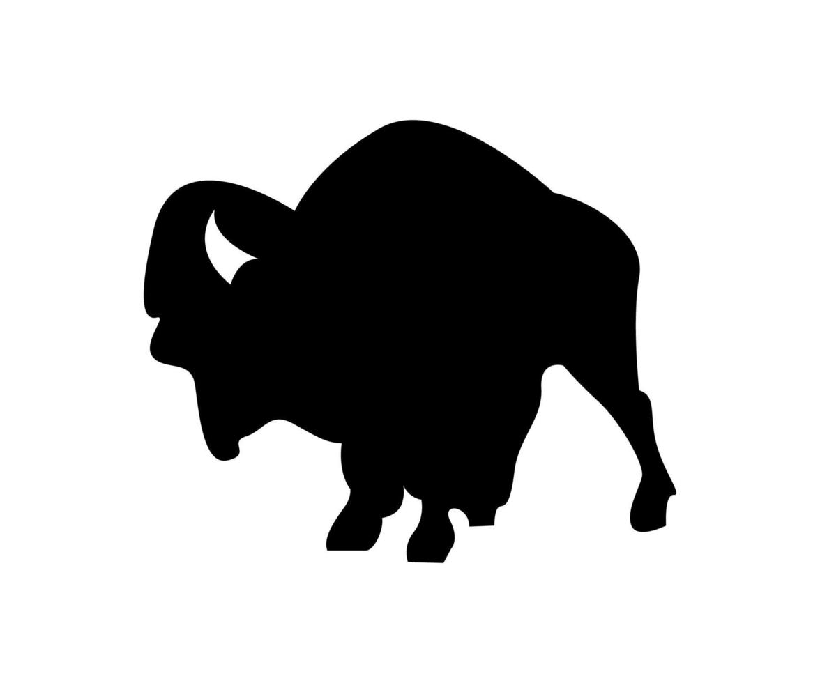 silhouette of bison, bisons logo design vector