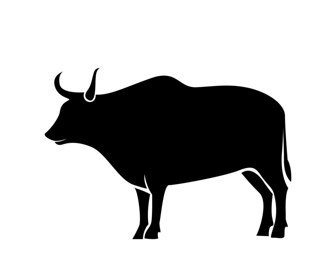 silhouette of bull, silhouette of buffalo, retro design of bull, bull logo, retro logo vector