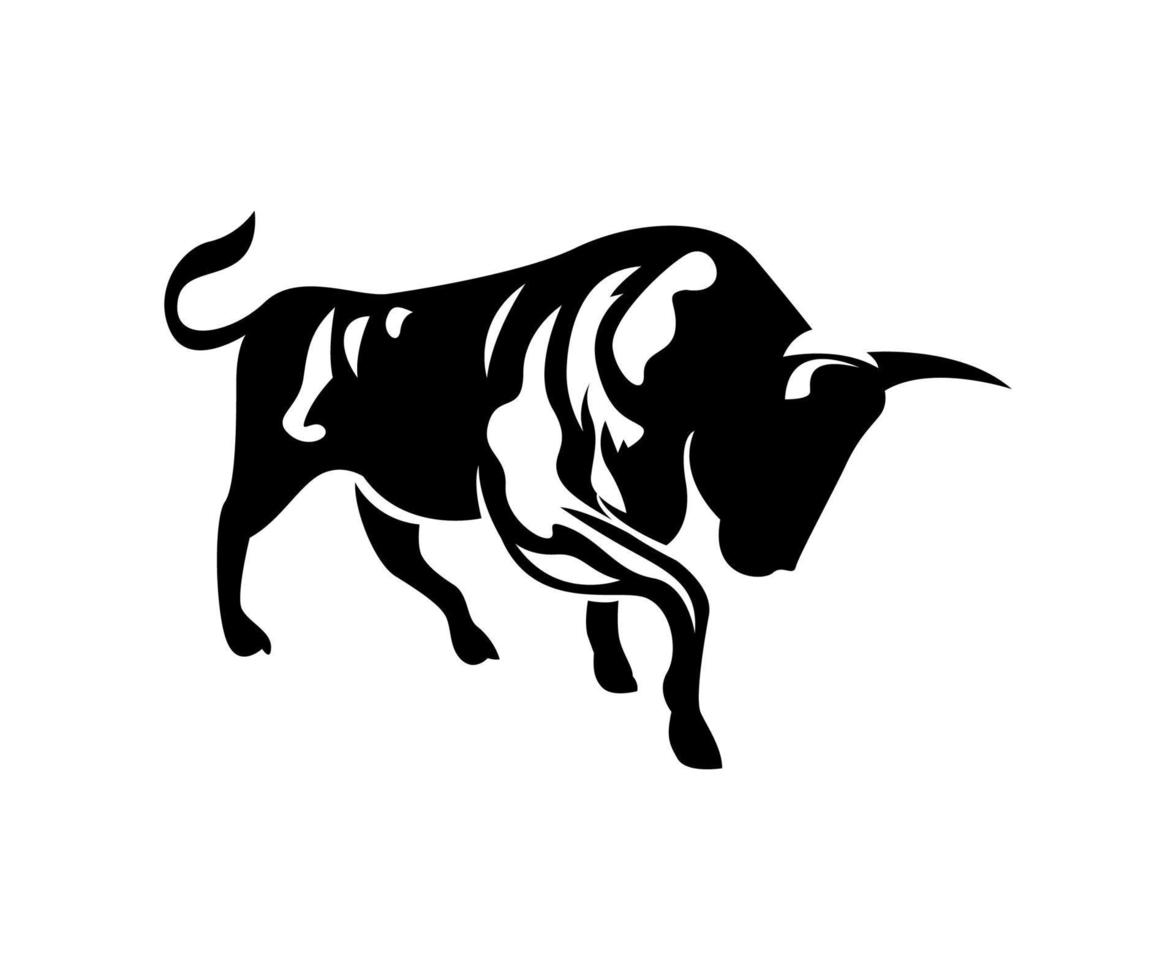 silueta de toro, silueta de búfalo, diseño retro de toro, logotipo de toro en estilo retro vector