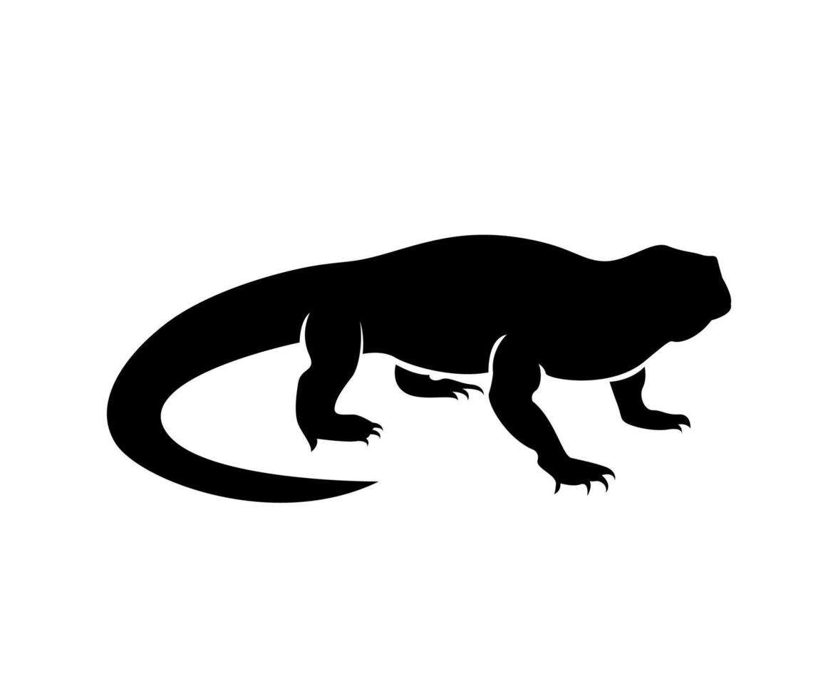 illustration of komodo, giant lizard from Indonesia, komodo island, silhouette of komodo, animal silhouette vector