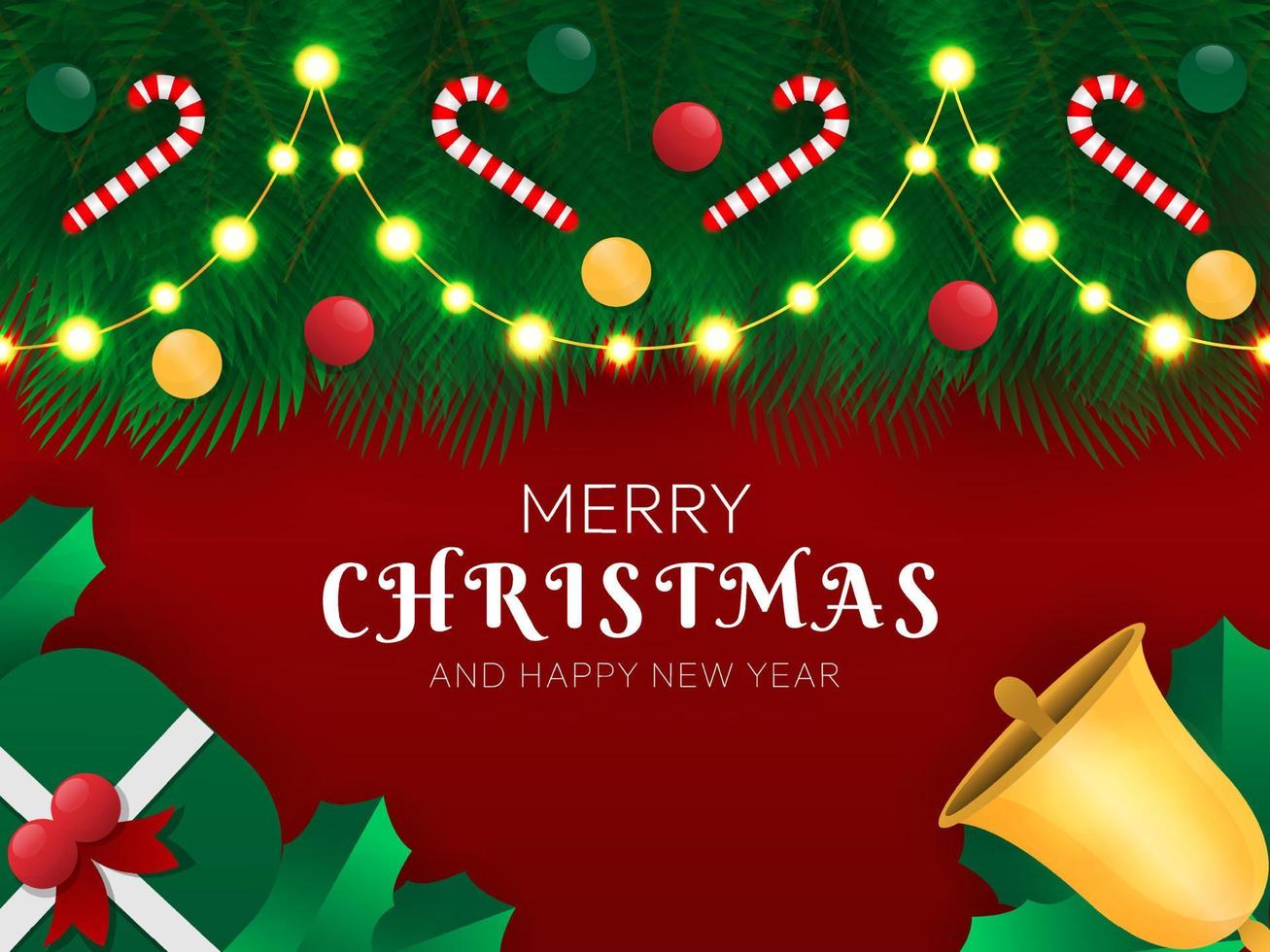 Christmas Luxurious Background With Gifts and Christmas Ornaments Flat Design Style Vector