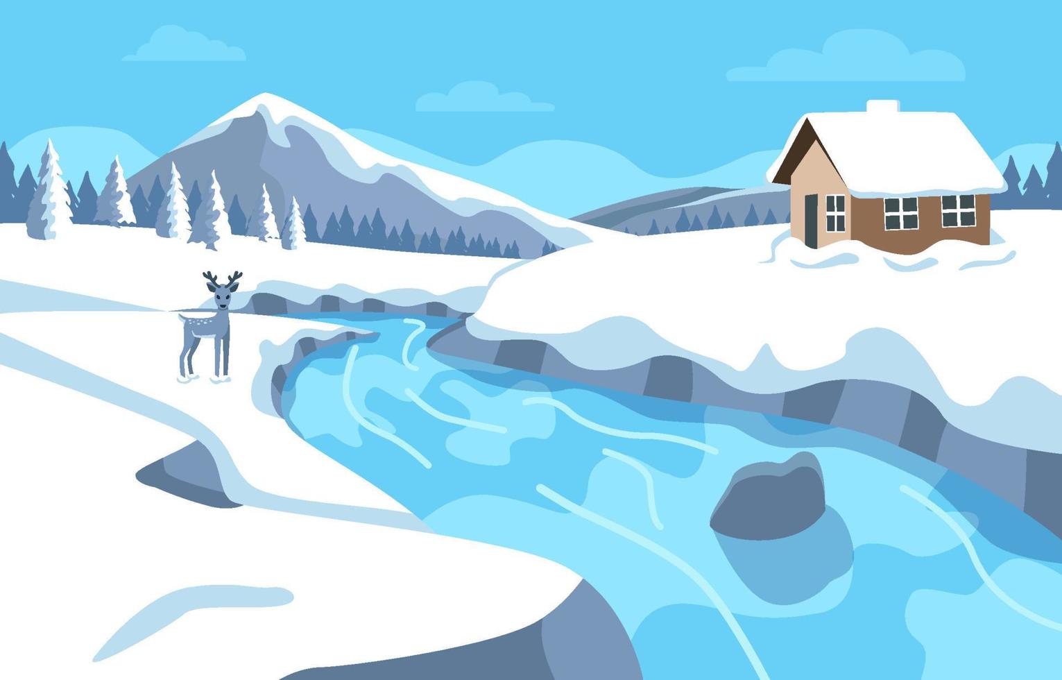 hermoso paisaje de invierno vector