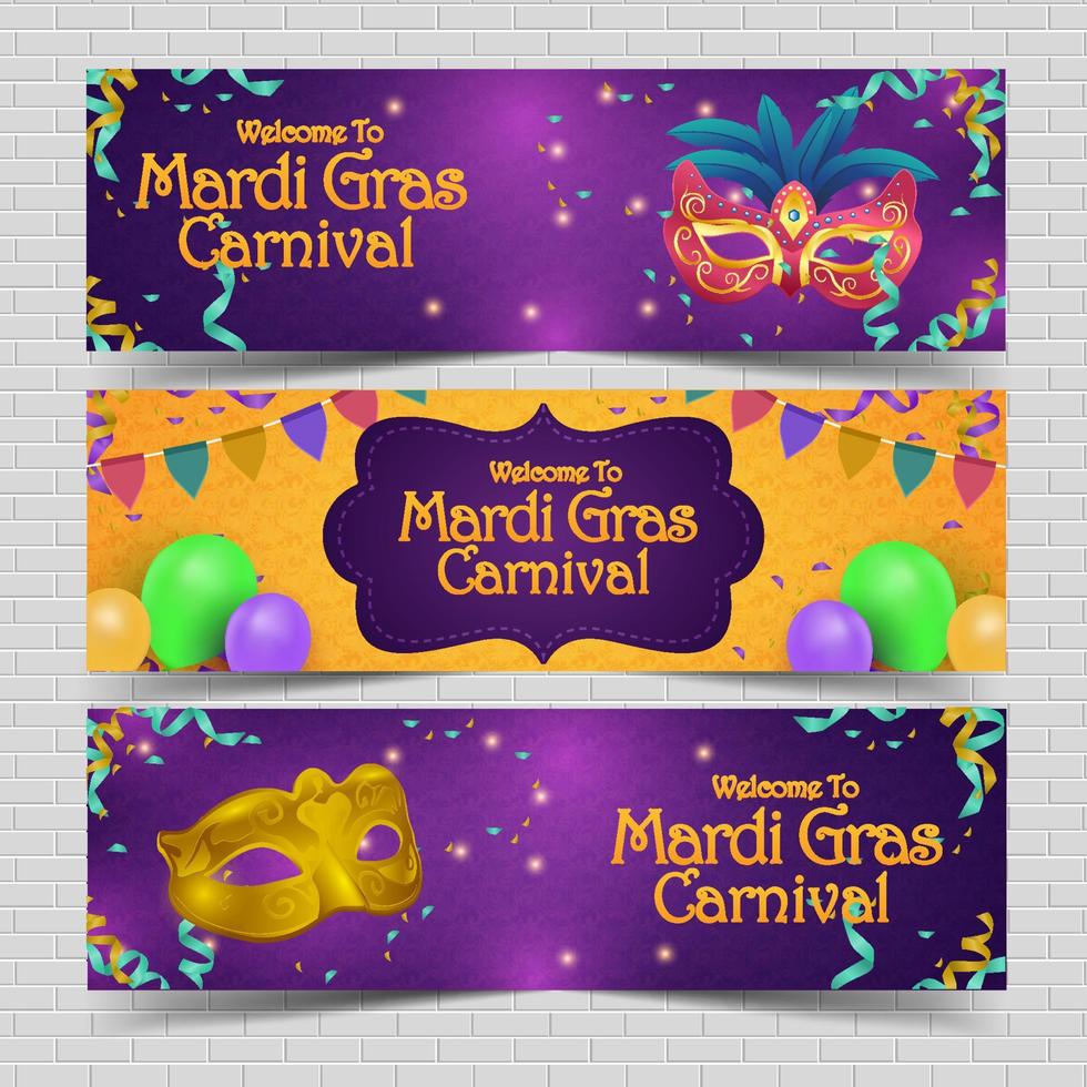 máscara de banner del carnaval de mardi gras vector