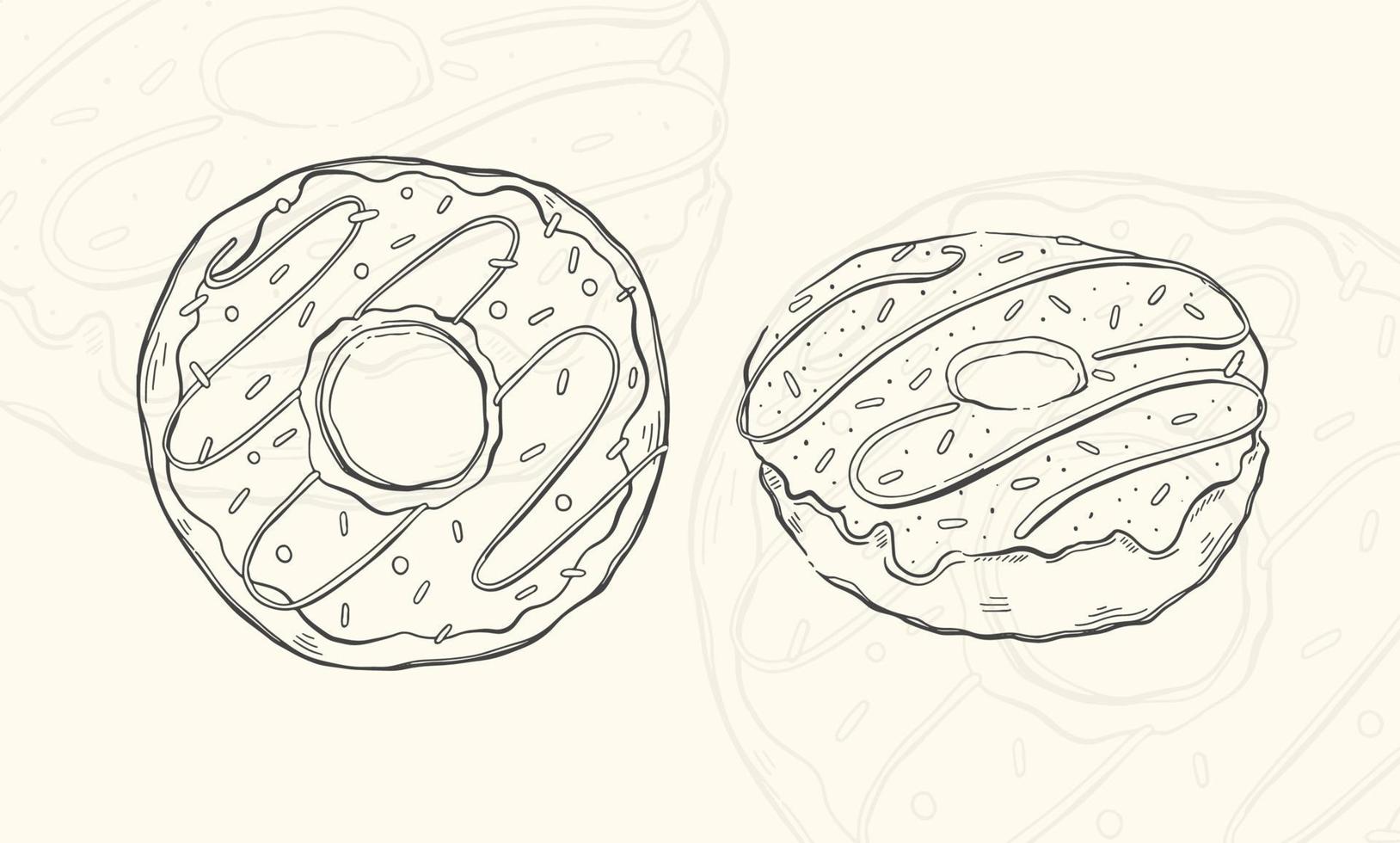 Illustration donut sketch food.Hand drawn element design menu. Isolated object in white background. vector