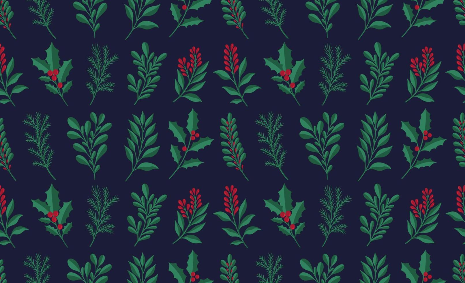 Seamless pattern branch Christmas floral plant.New year 2022 ornament.Decoration botanical design vector