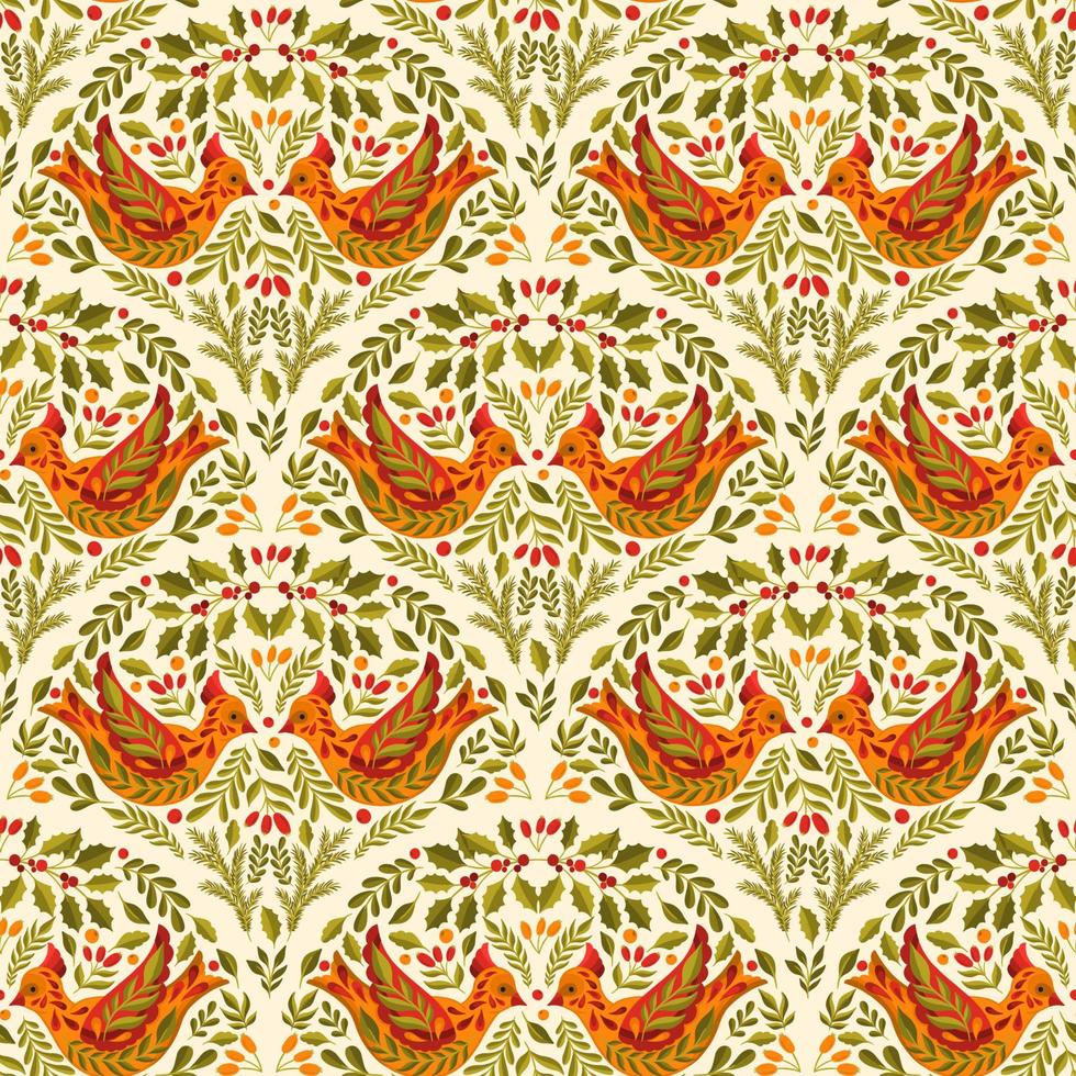 Seamless pattern Merry Christmas 2022.Branch leaves elegant xmas design. vector