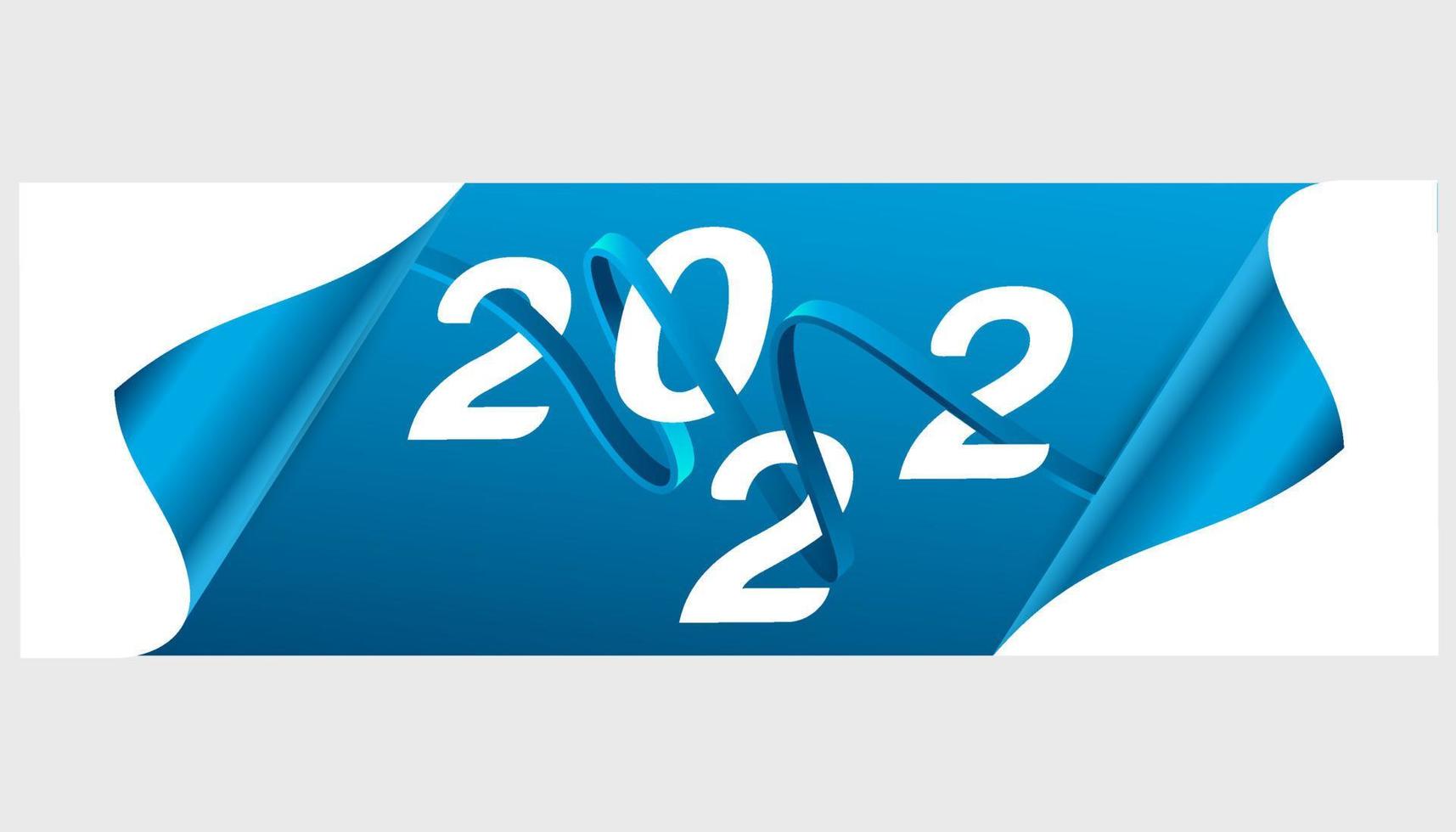 Cartel de 2022 o pancarta con concepto de papel de envoltura de regalo abierto. vector