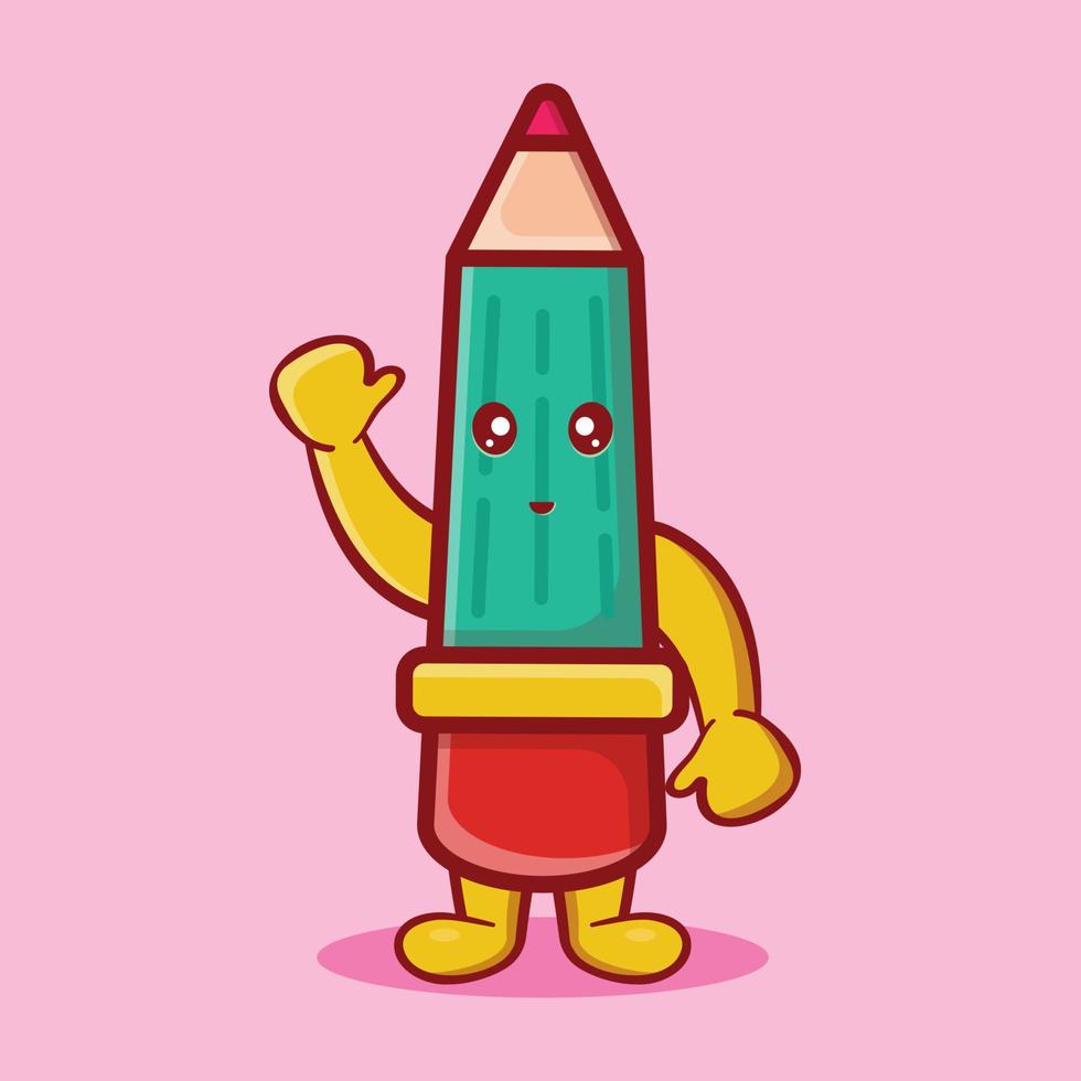 cute pencil mascot smile isolated cartoon in flat style vector