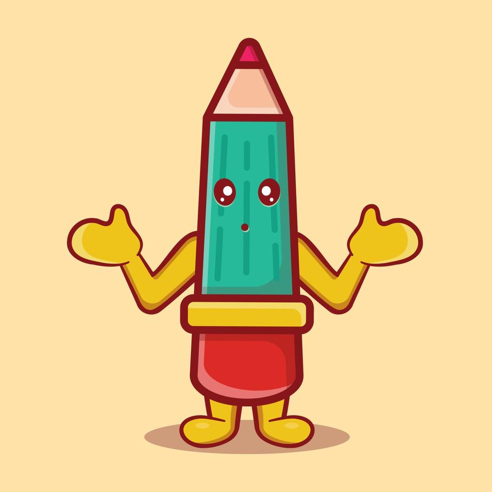 pencil mascot with confused expression isolated cartoon in flat style vector