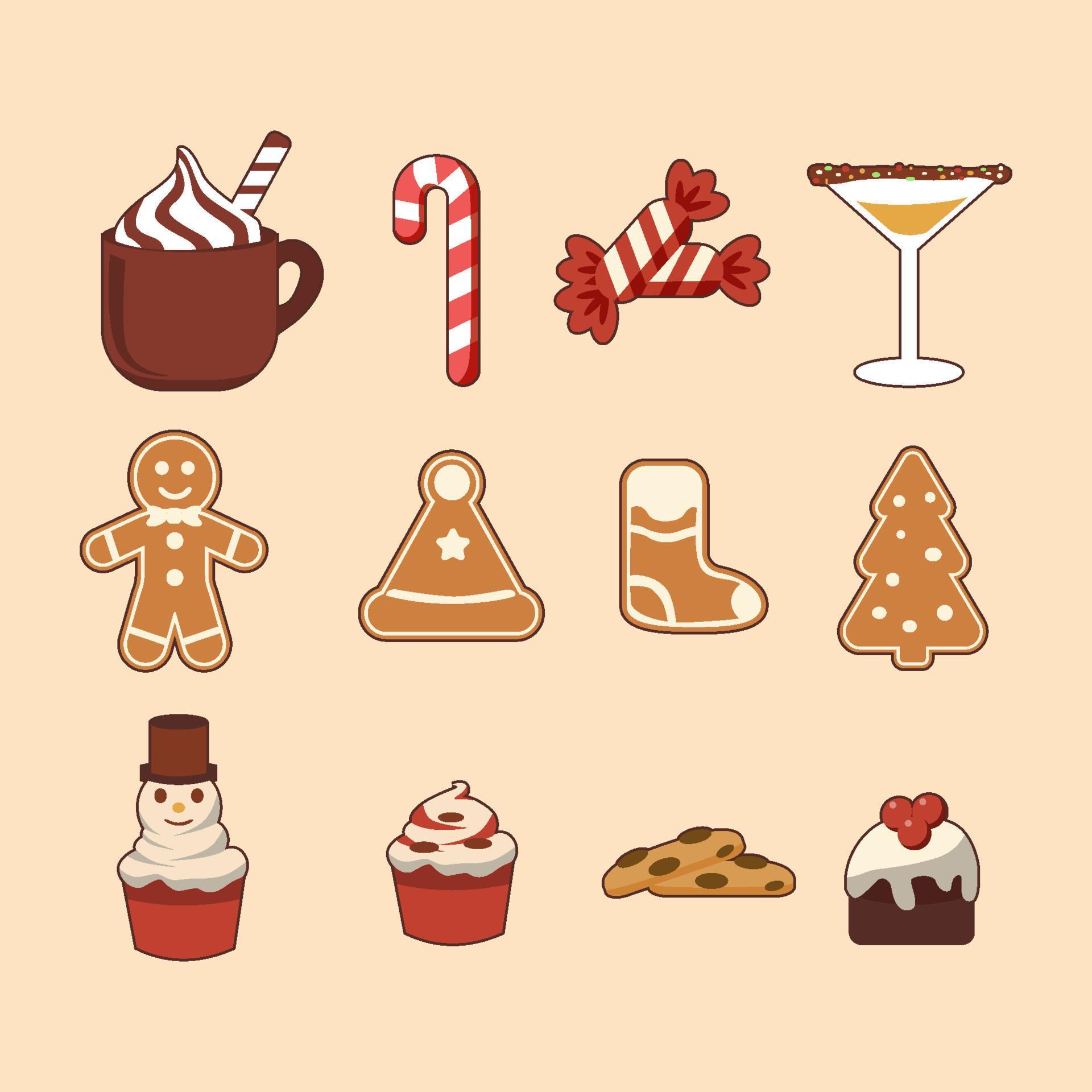 Christmas Food Icon Set Collection Concept 4646536 Vector Art at Vecteezy