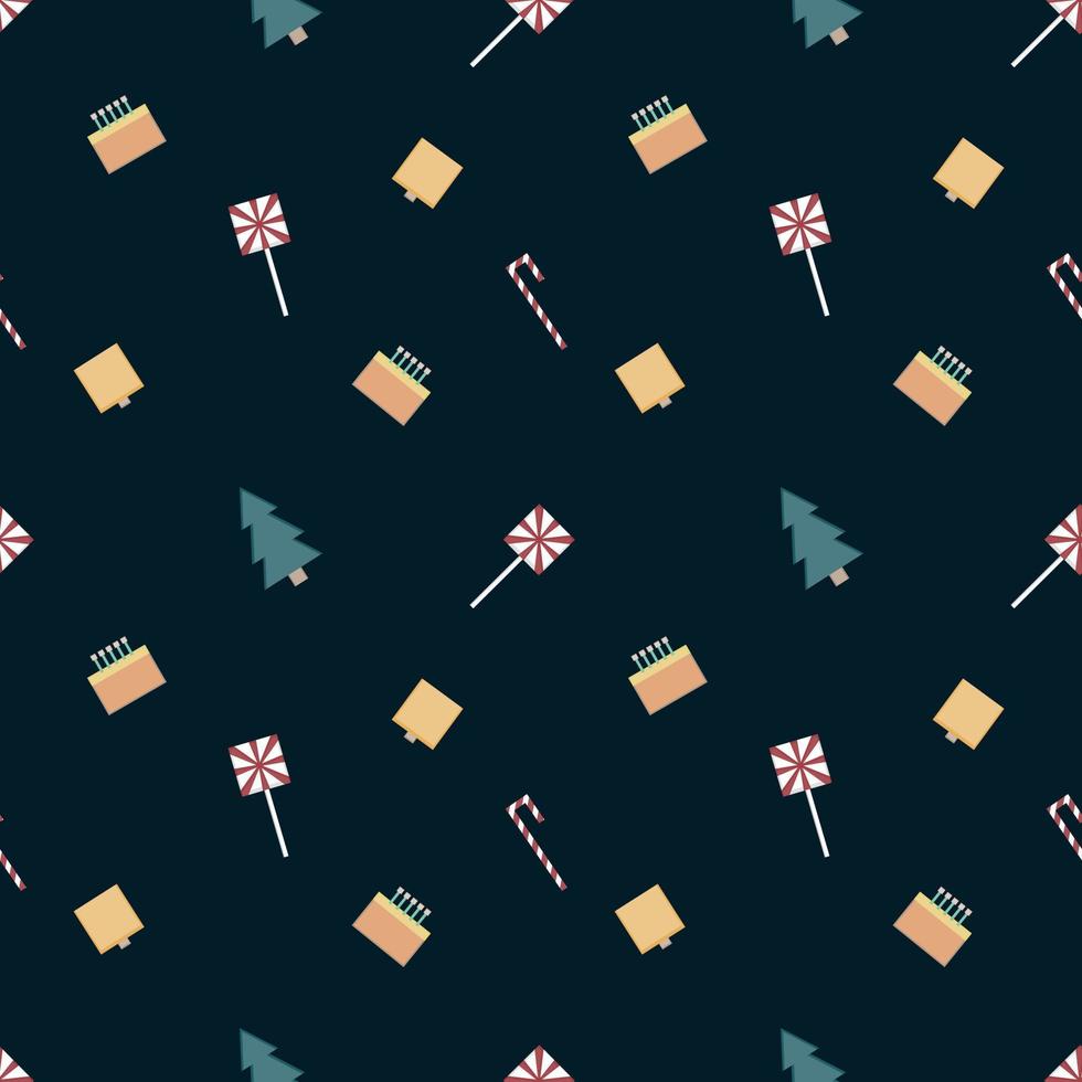 Christmas repeat pattern created with sharp corner Christmas objects, seamless pattern. vector