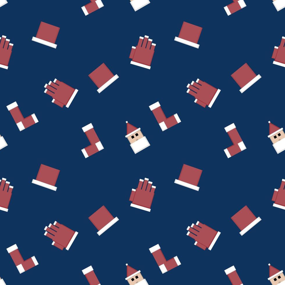 Christmas repeat pattern created with sharp corner Christmas objects, seamless pattern. vector