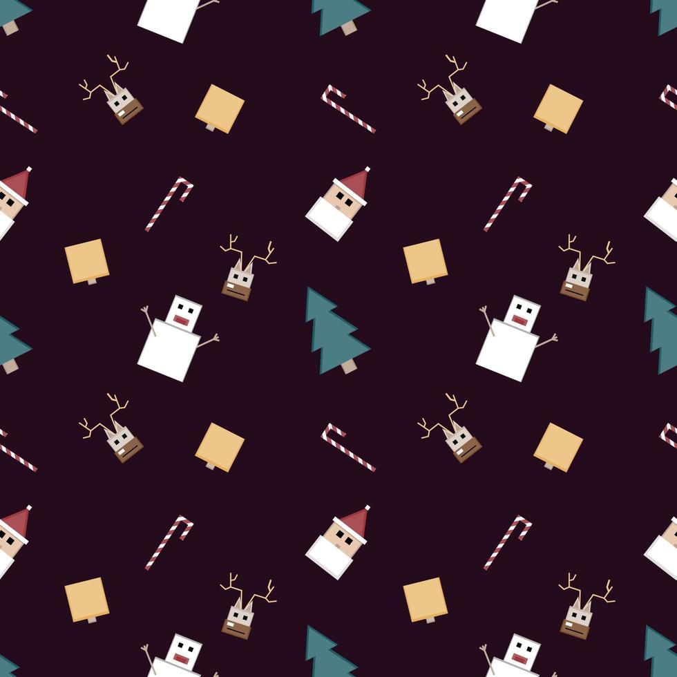 Christmas repeat pattern created with sharp corner Christmas objects, seamless pattern. vector