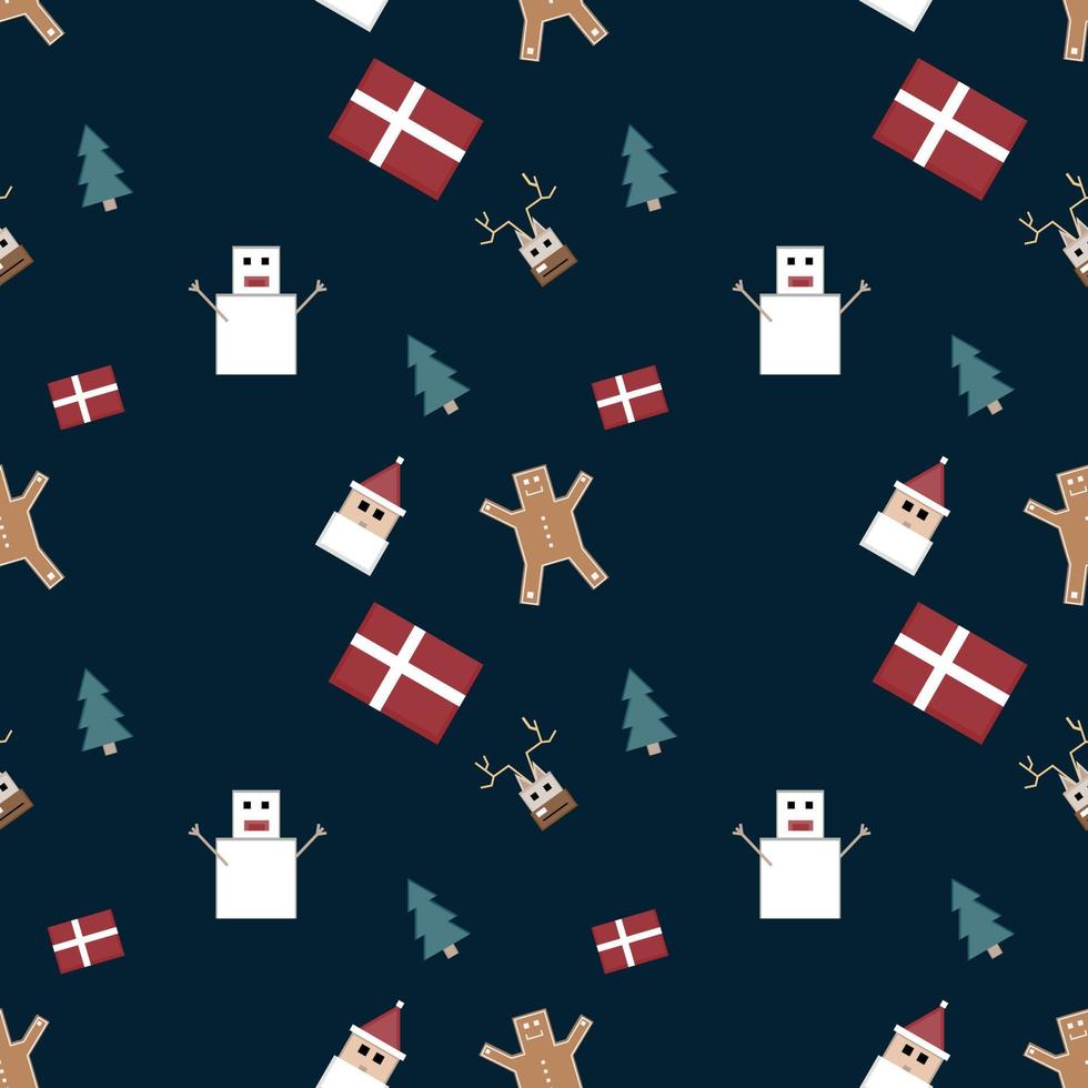 Christmas repeat pattern created with sharp corner Christmas objects, seamless pattern. vector