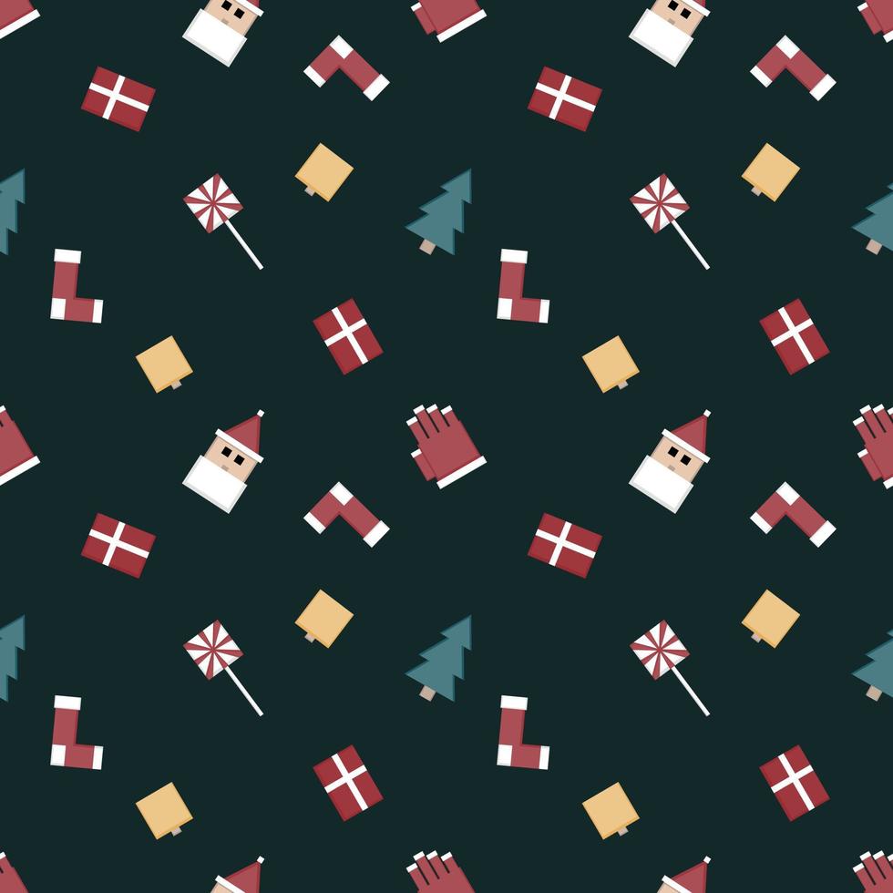 Christmas repeat pattern created with sharp corner Christmas objects, seamless pattern. vector