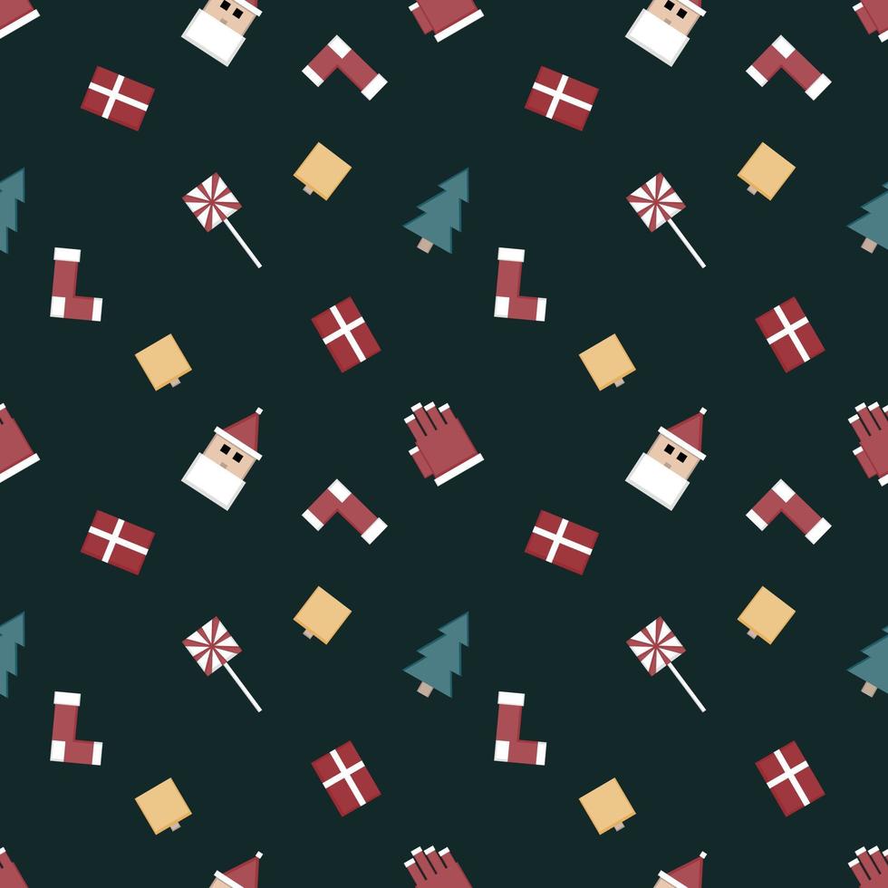 Christmas repeat pattern created with sharp corner Christmas objects, seamless pattern. vector