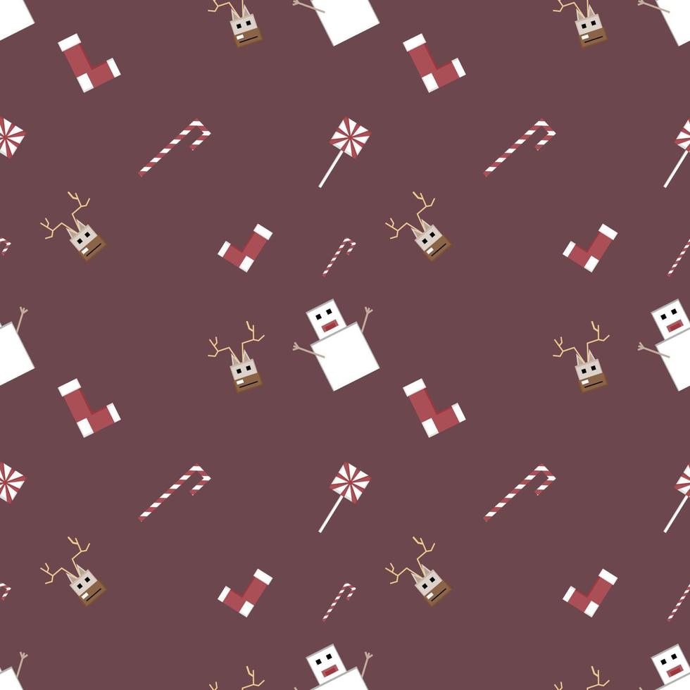 Christmas repeat pattern created with sharp corner Christmas objects, seamless pattern. vector