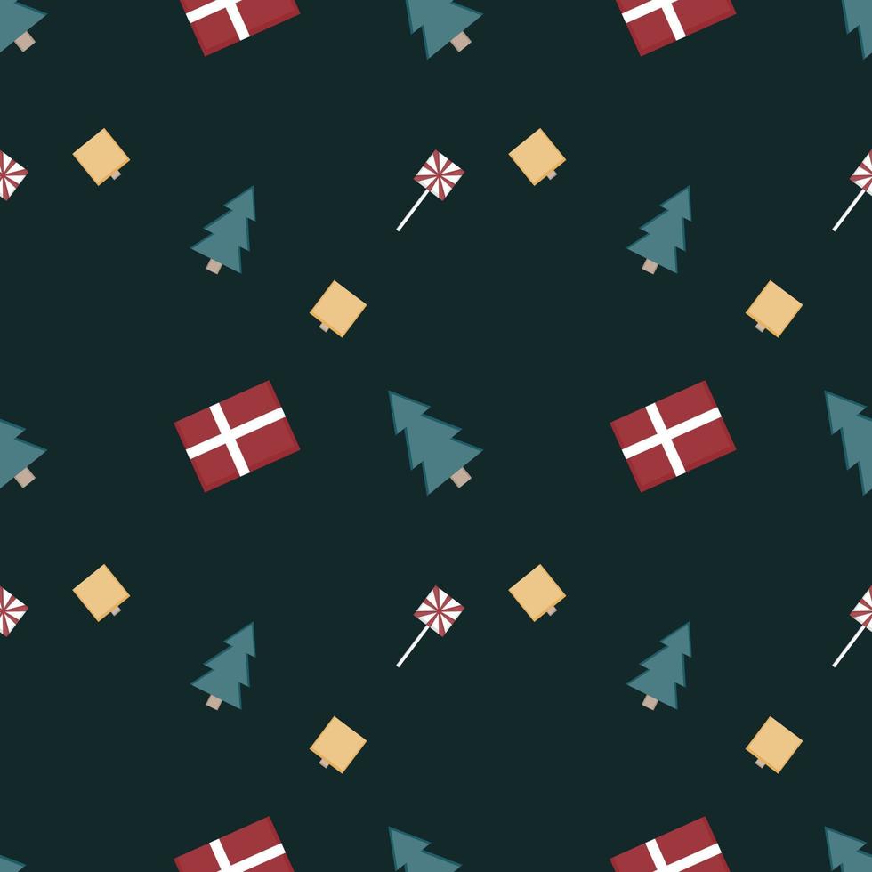 Christmas repeat pattern created with sharp corner Christmas objects, seamless pattern. vector