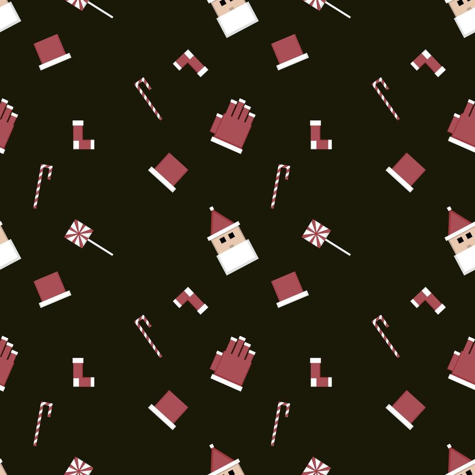 Christmas repeat pattern created with sharp corner Christmas objects, seamless pattern. vector
