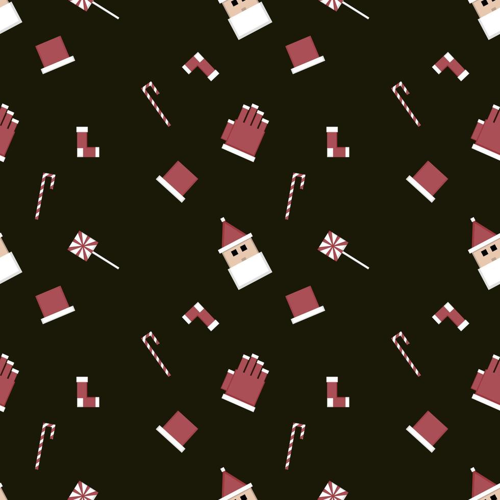 Christmas repeat pattern created with sharp corner Christmas objects, seamless pattern. vector