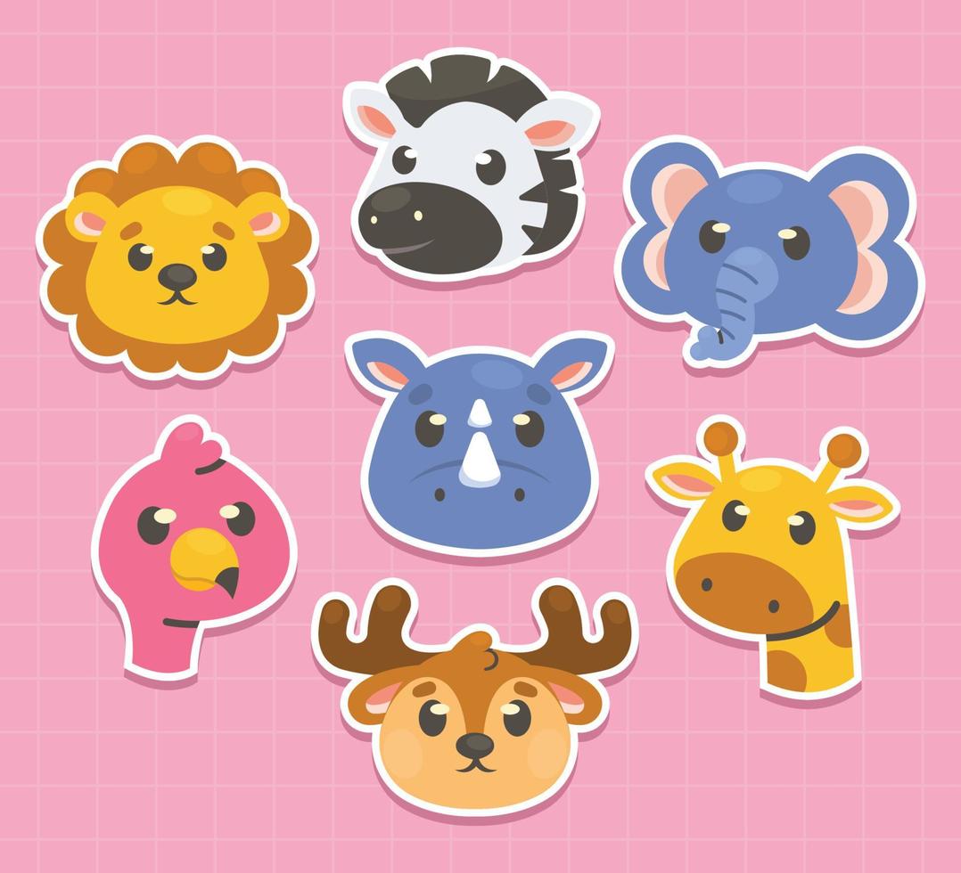 Cute Wild Life Animal Sticker Pack vector