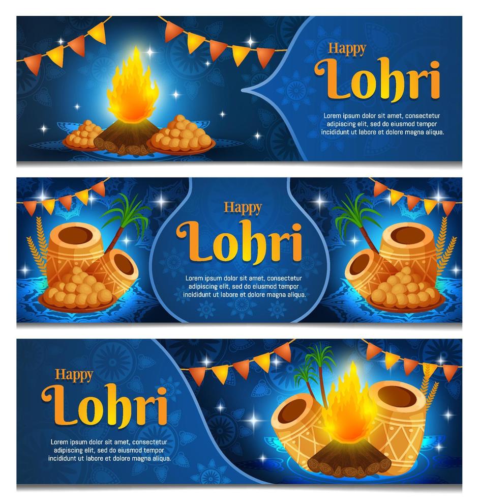 Lohri Festival Banner Set vector