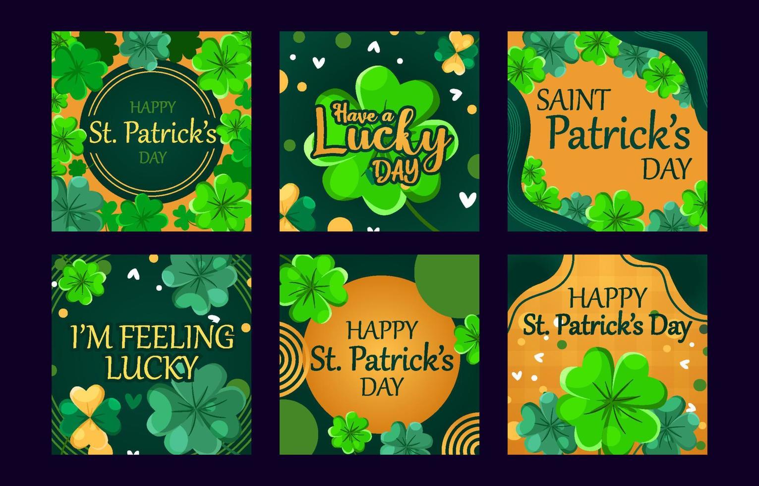 St. Patrick's Day Clover Social Media Post vector