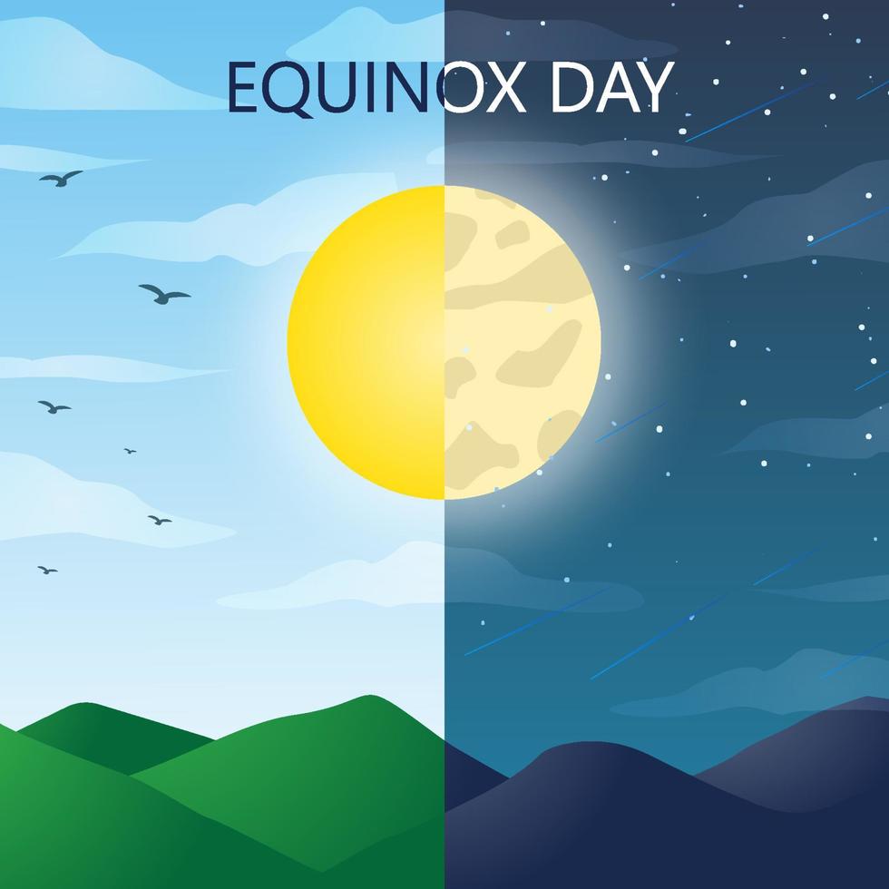 Equinox Day Concept with Moon and Sun vector
