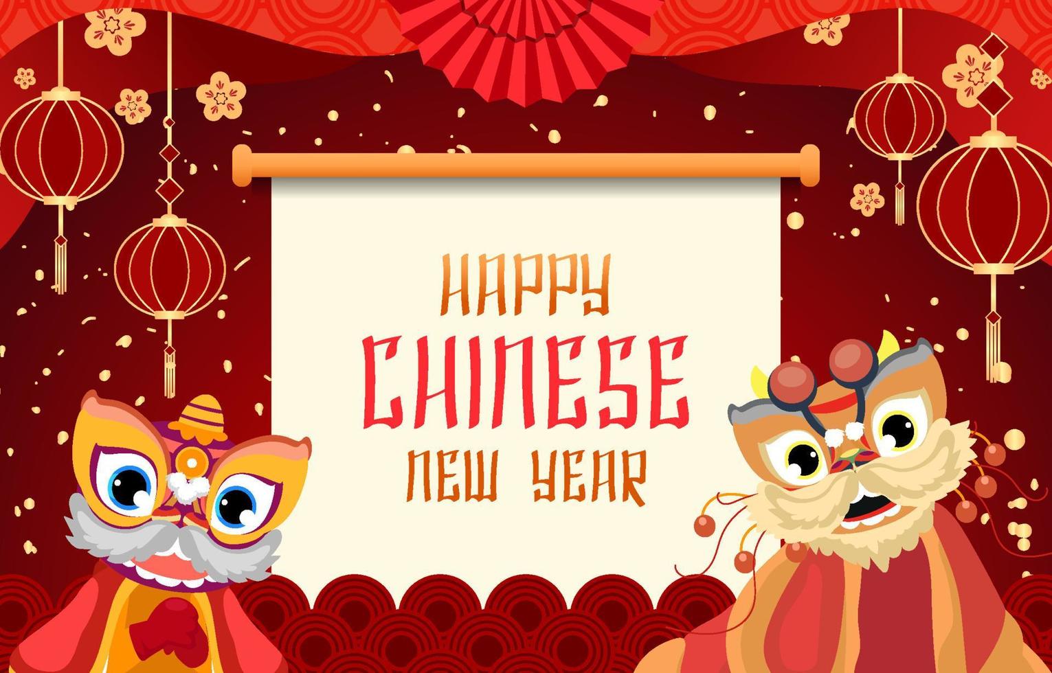 Chinese New Year Lion Dance Background vector