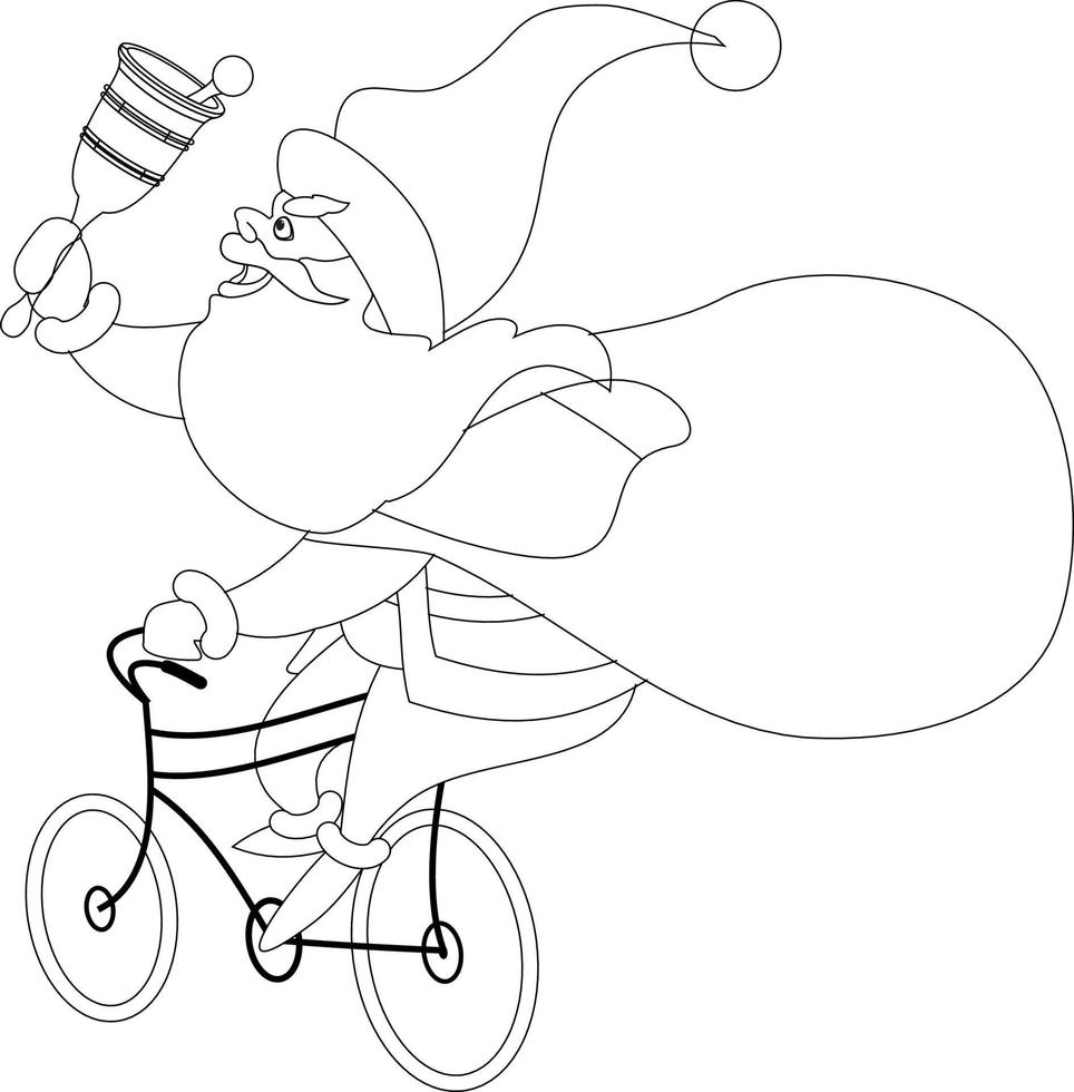 Cute Santa Claus Having a joy ride. Vector illustration