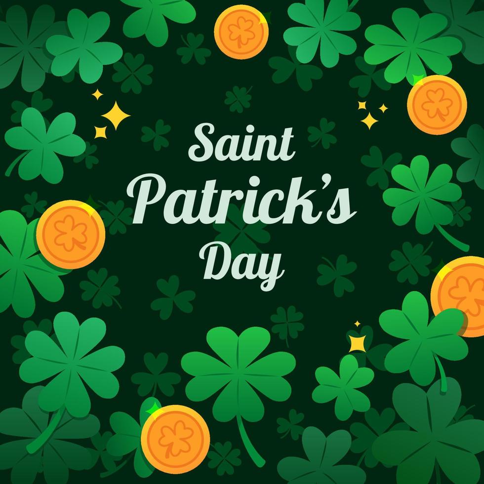 Leaves Of Shamrock And Golden Coins vector