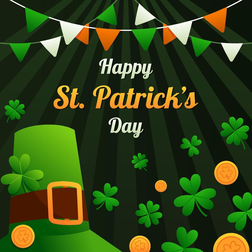 Green Leprechaun Hat On Saint Patricks Day vector