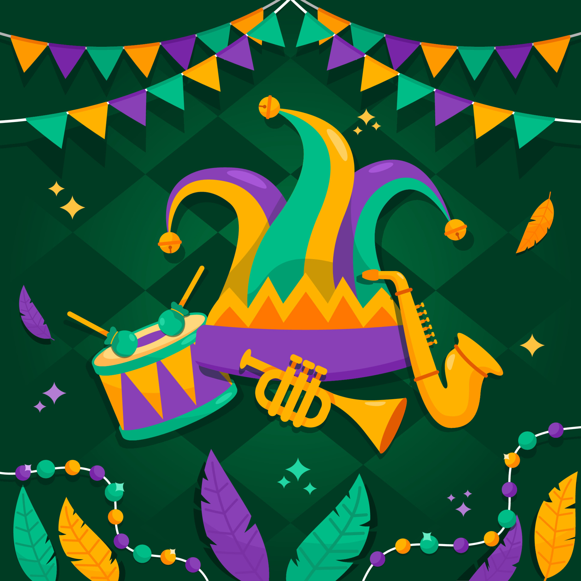 Fondo De La Fiesta De Carnaval Con Iconos De Celebración Objetos Y  Decoración. Ilustración Mardi Gras Para Vacaciones Tradicionale Ilustración  del Vector - Ilustración de toscano, tambor: 230211474