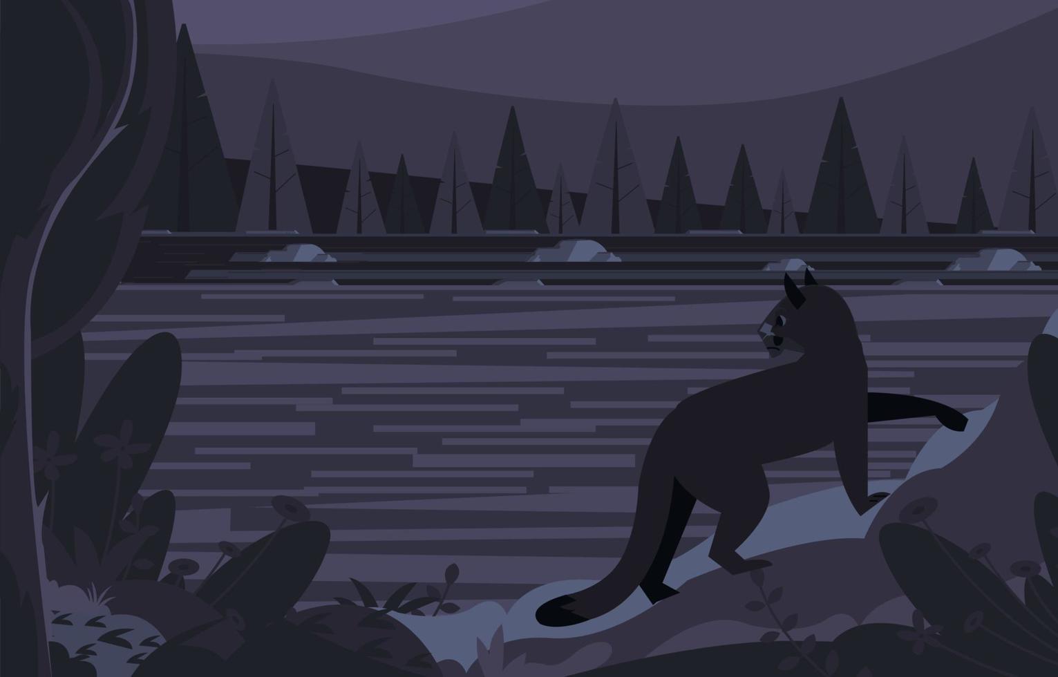 Tiger Out Of The Dark Gaze River Background vector