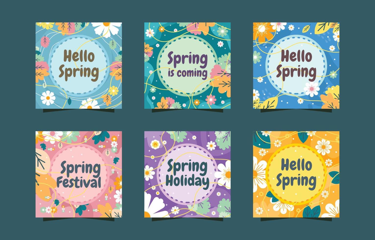 Spring Floral Social Media Template vector