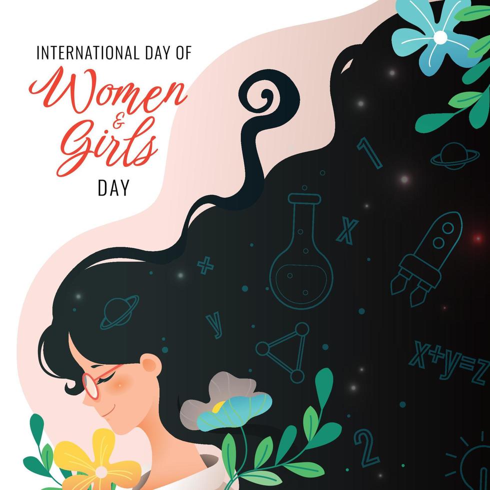 international day of women and girls in science vector