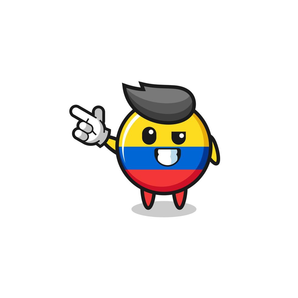colombia flag mascot pointing top left vector