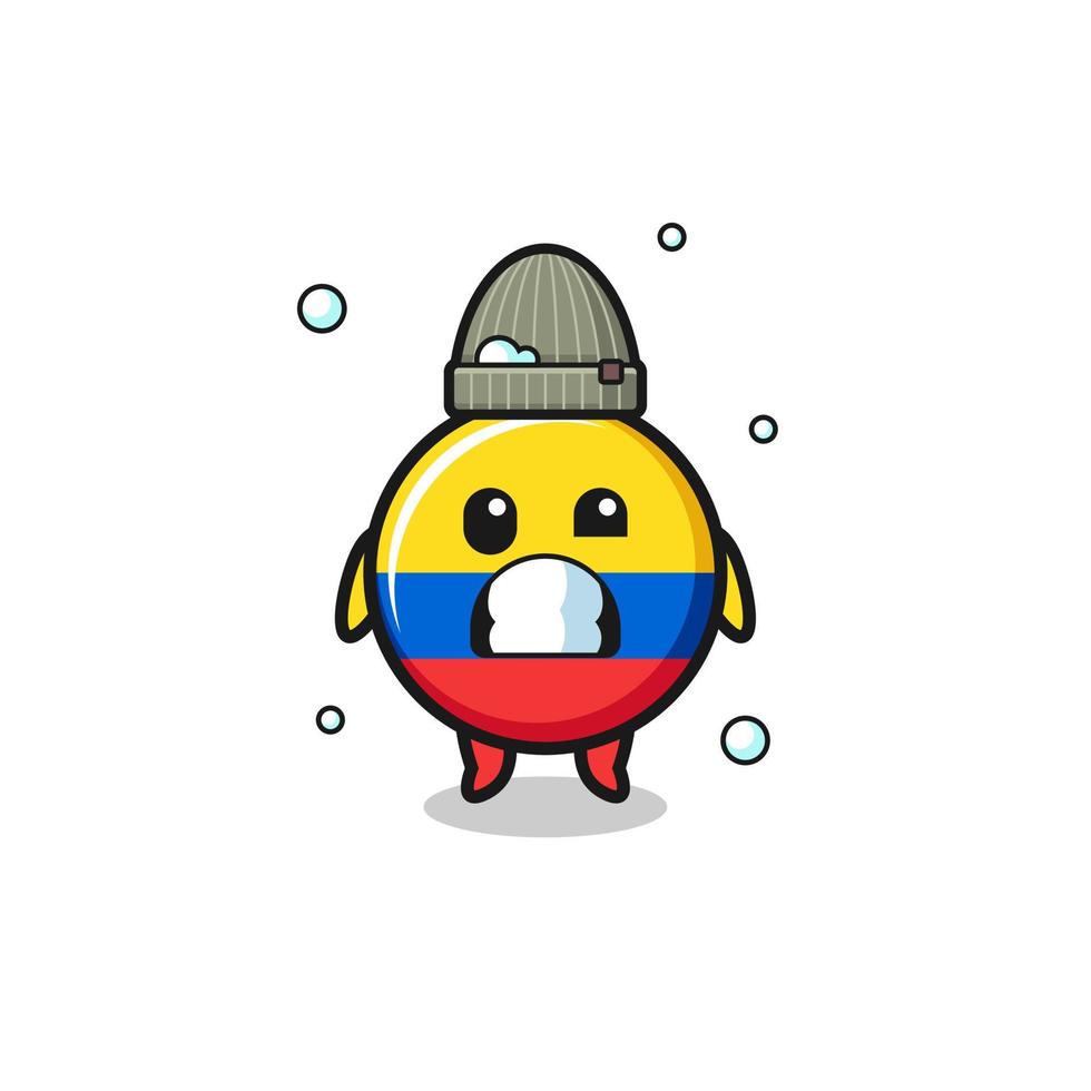 cute cartoon colombia flag with shivering expression vector