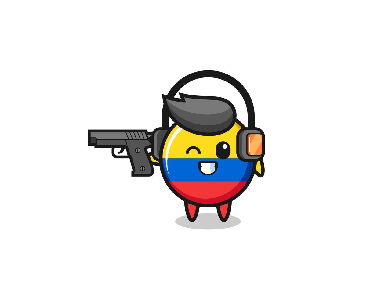 illustration of colombia flag cartoon doing shooting range vector