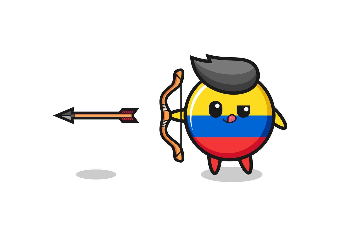 illustration of colombia flag character doing archery vector