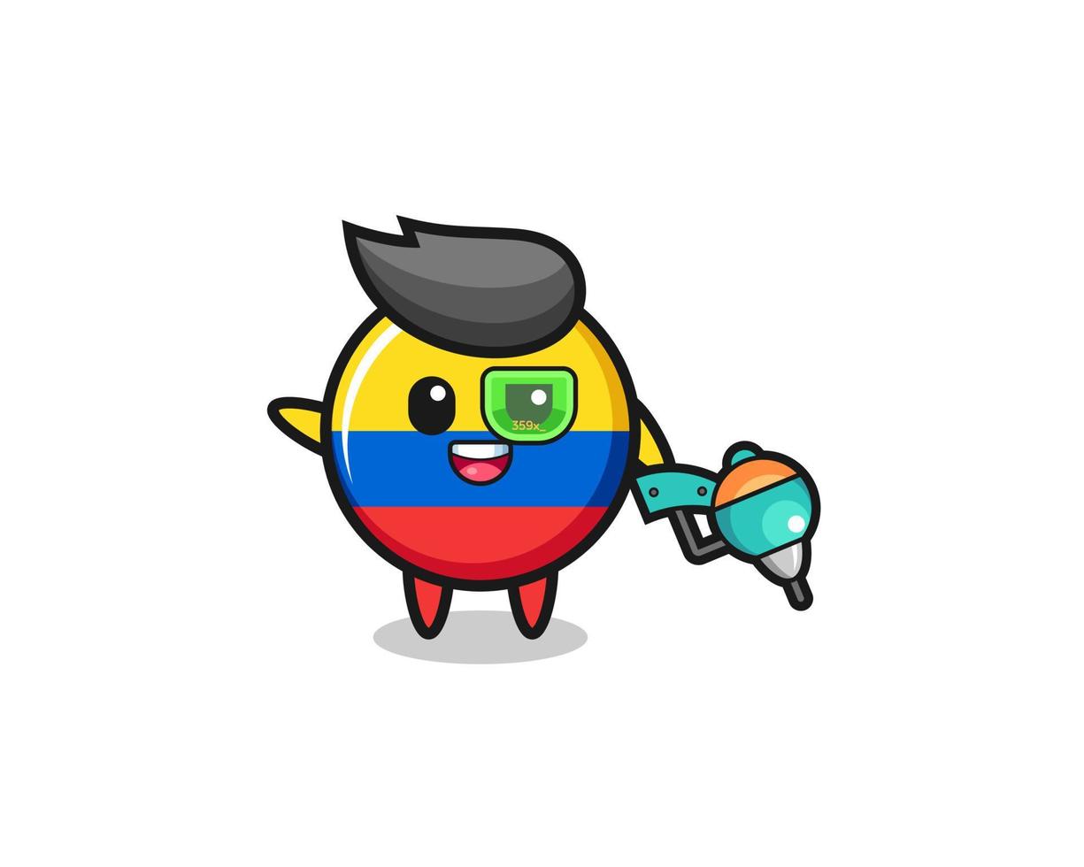 colombia flag cartoon as future warrior mascot vector