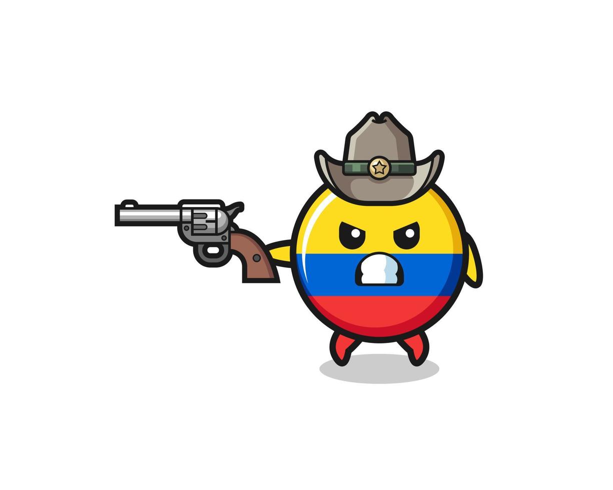 El vaquero de la bandera de Colombia disparando con una pistola vector