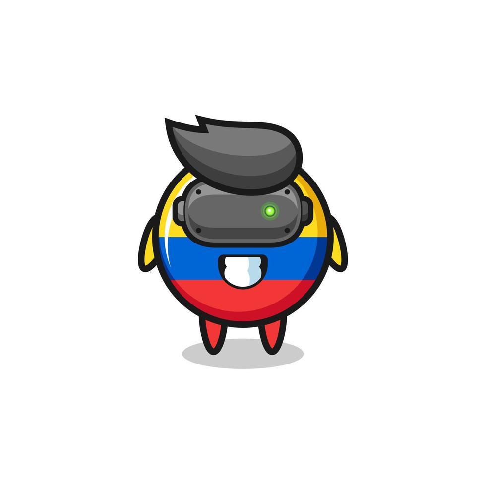 cute colombia flag using VR headset vector